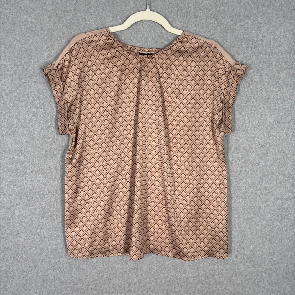 Worthington Blouse Large‎ Satin Flowy Stretch Champagne Career Modal Neutrals